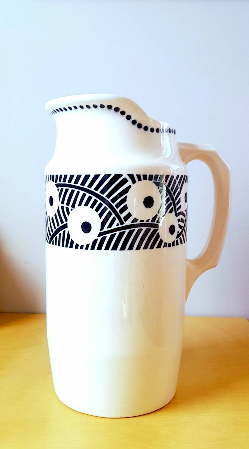 Badonviller earthenware art deco pitcher