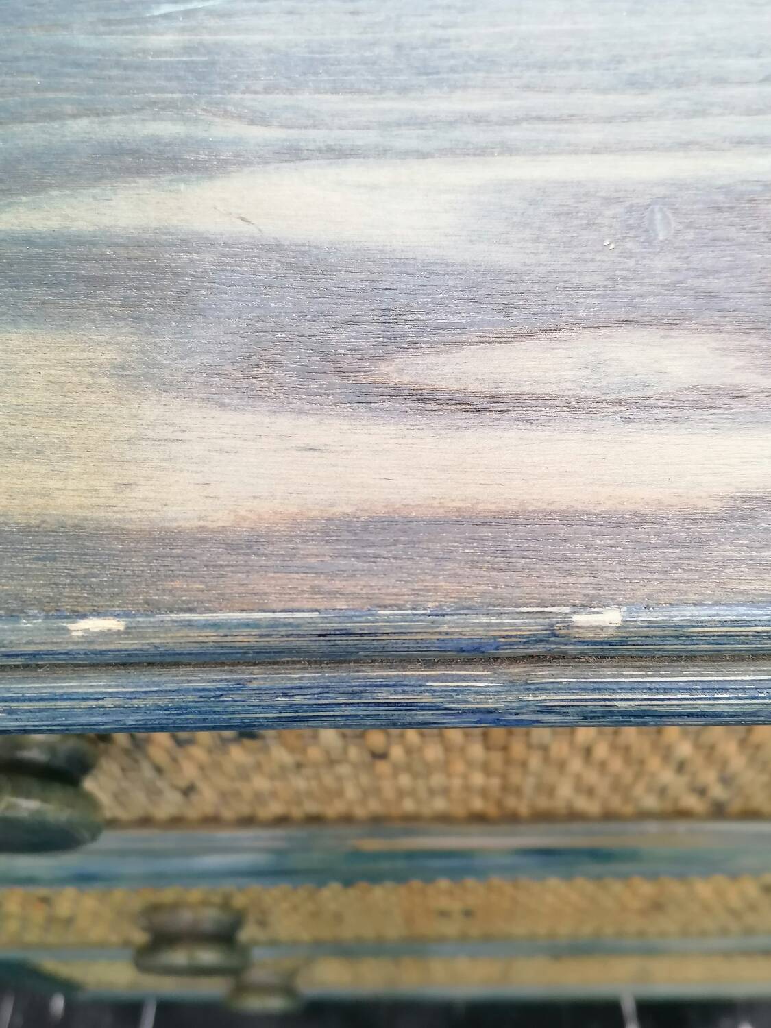 Maugrion chest of drawers in green and blue rattan