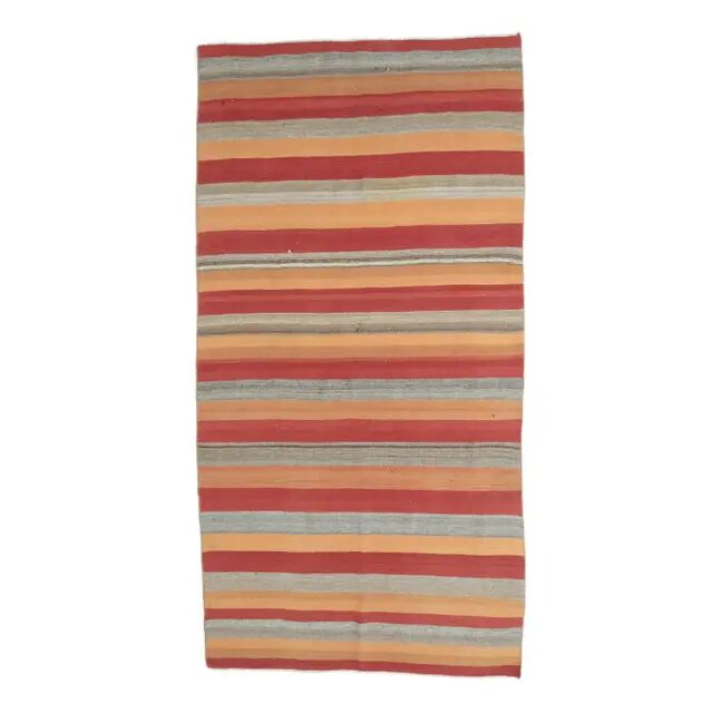 Vintage Turkish Handwoven Flatweave Wool Kilim Rug 116x220