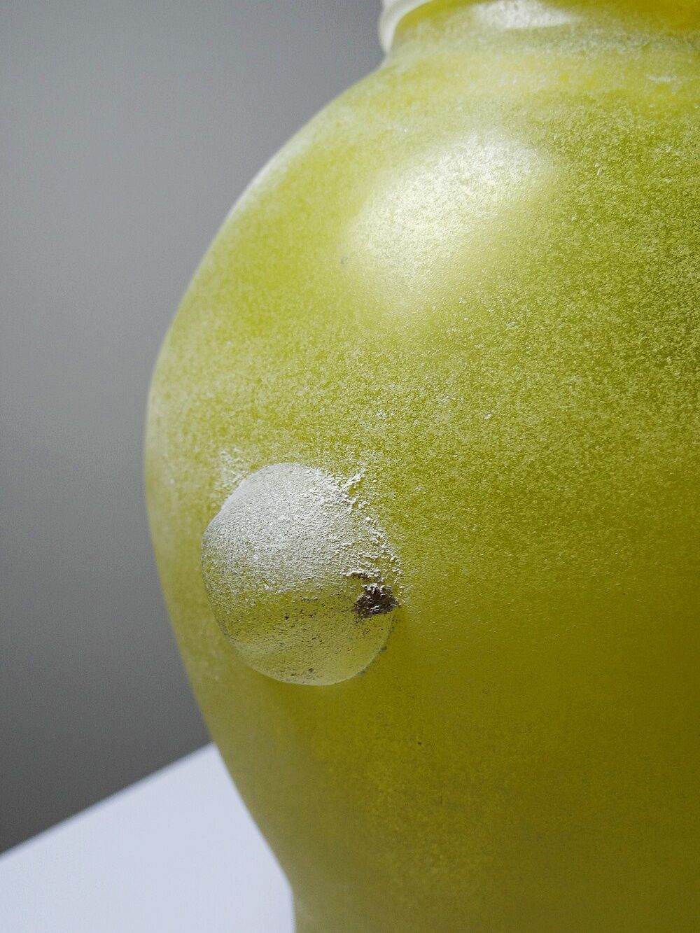 Murano baluster vase, yellow, frosted glass in Seguso style, vintage 1960.