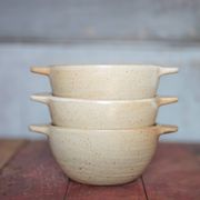 Set of 3 vintage village stoneware bowls, breakfast bowl, vintage ear bowl.
