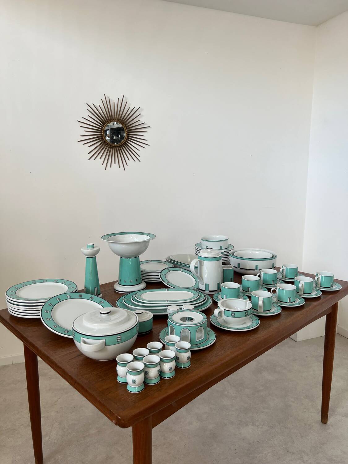 Vintage 72-piece tableware set Arzberg model Cult Focus postmodern bauhaus style