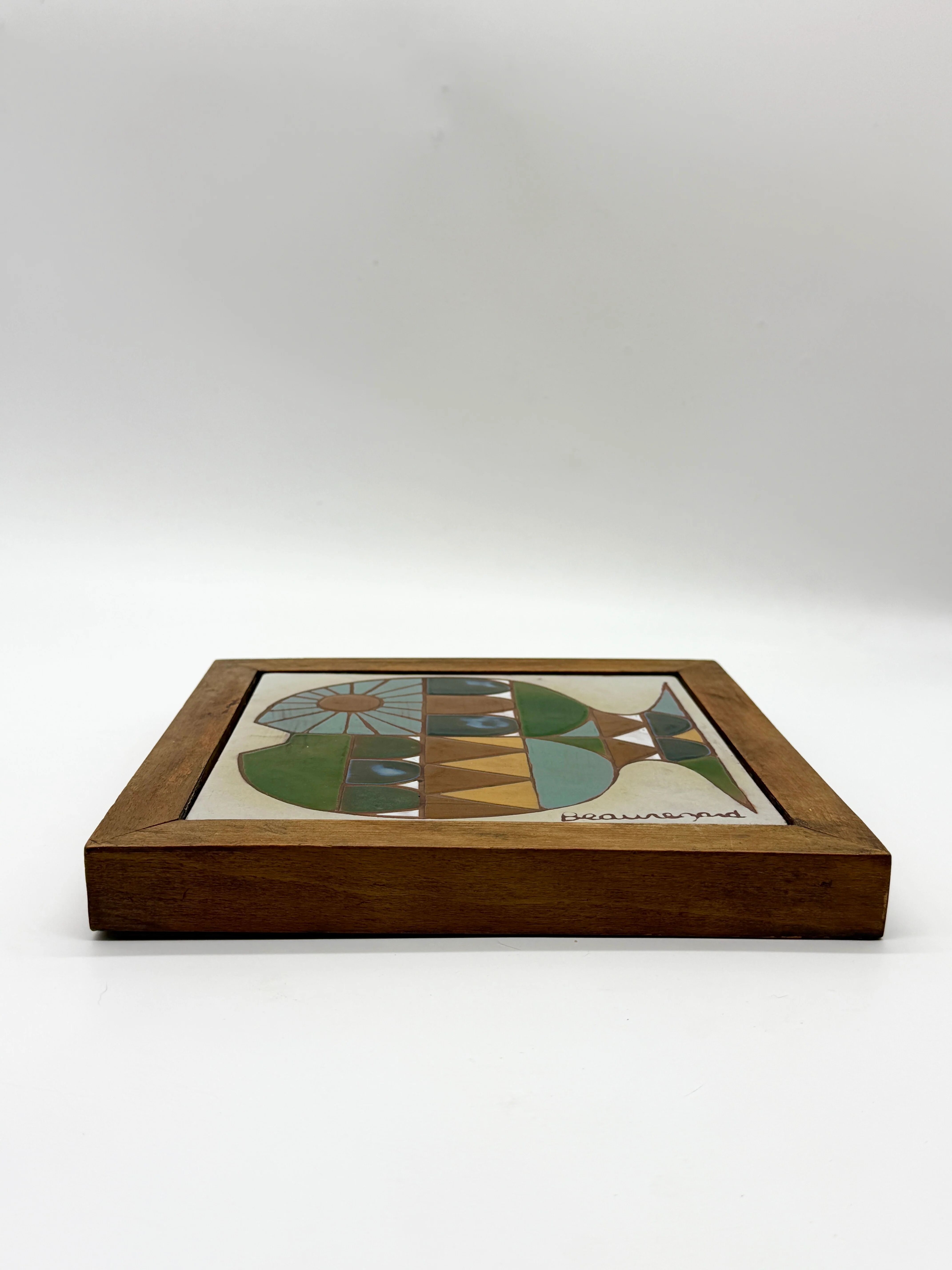 Céramique murale « poisson » signée Beauregard, 1960