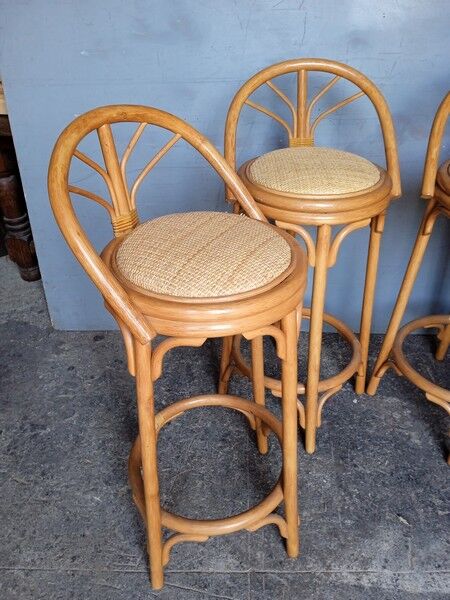 4 high bar stools in rattan vintage ep 1980