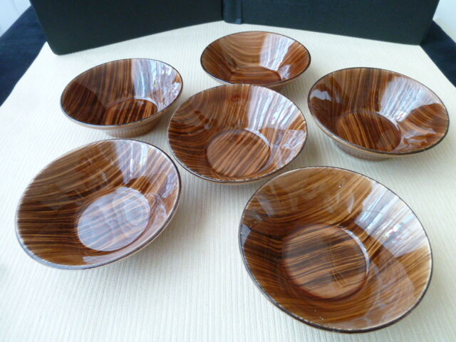 Set of 6 cups Digoin Sarreguemines Model Domino Vintage