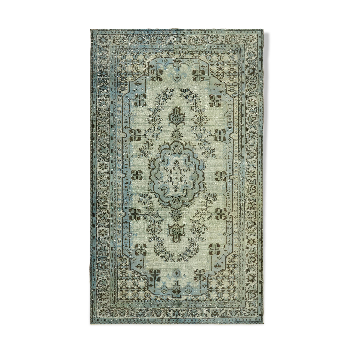 Handwoven Overdyed Oriental 1970s 190 cm x 314 cm Blue Carpet