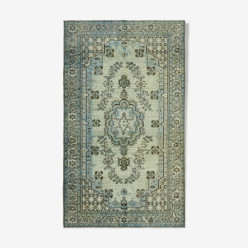Handwoven Overdyed Oriental 1970s 190 cm x 314 cm Blue Carpet