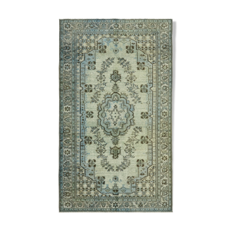 Handwoven Overdyed Oriental 1970s 190 cm x 314 cm Blue Carpet