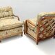 Pair of Olive Green Fabric Armchairs by Paolo Buffa with Walnut Frame