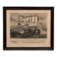 Engraving by René Pinard L'Ermitage in Nantes numbered natural wood frame