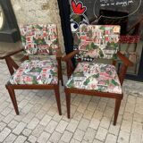 Paire de fauteuil bridge vintage compas