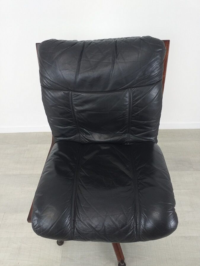 Vintage Scandinavian leather office armchair 60s
