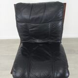 Vintage Scandinavian leather office armchair 60s