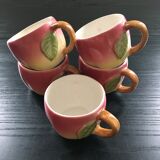 Service 5 tasses à thé barbotine rose