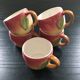 Service 5 tasses à thé barbotine rose