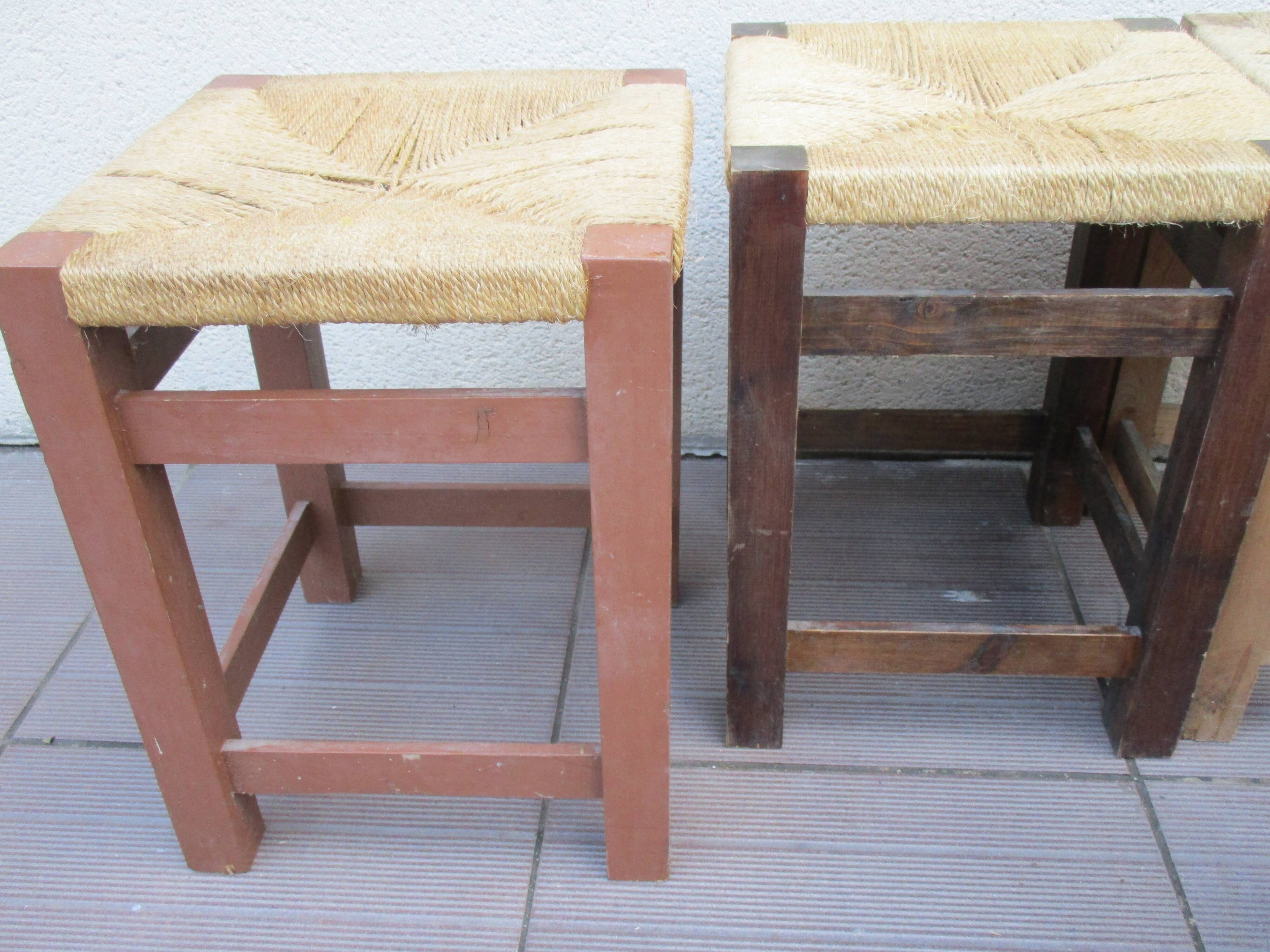 Lot de 4 tabouret corde vintage
