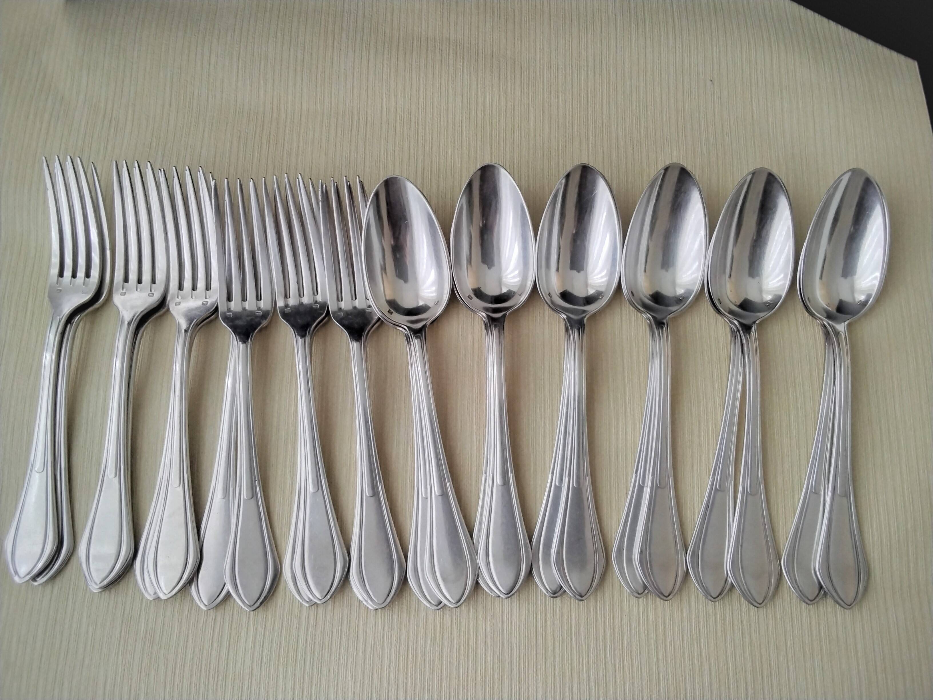 SFAM 24-Piece Silver-Plated Metal Cutlery Set