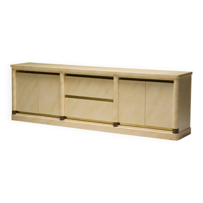 Buffet laqué imitation marbre de Jean Claude Mahey, France, années 1970