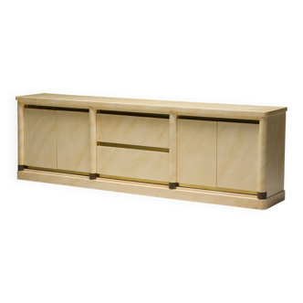 Faux-Marble Lacquered Sideboard by Jean Claude Mahey, France, 1970s