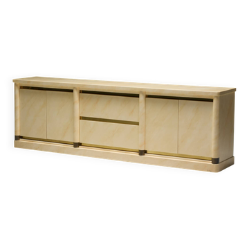Buffet laqué imitation marbre de Jean Claude Mahey, France, années 1970