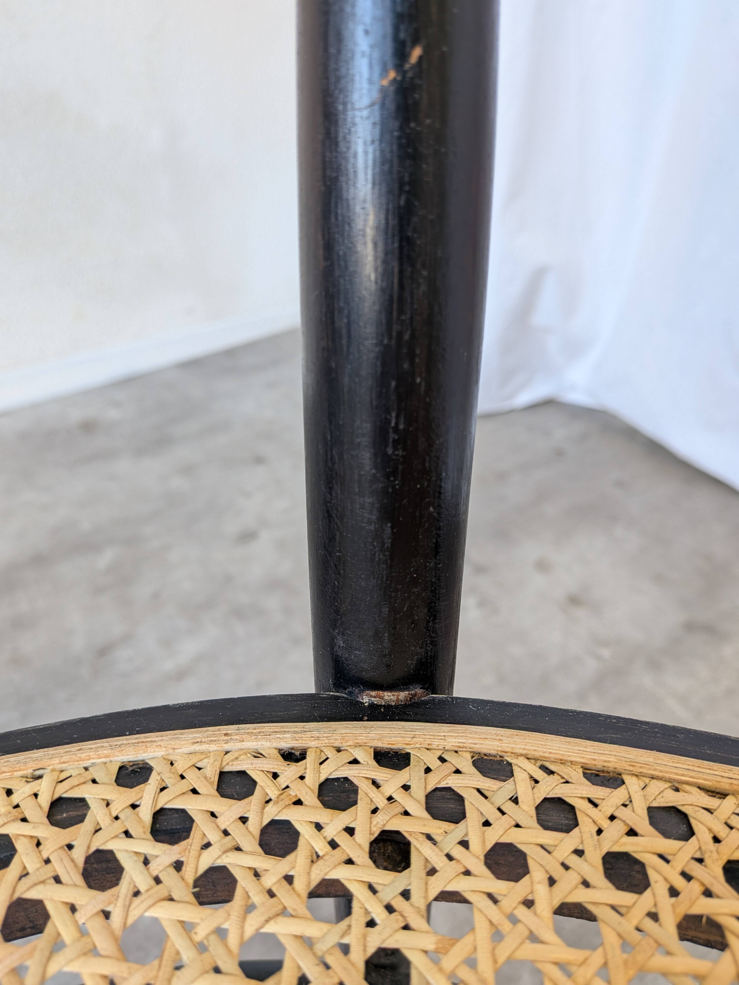Vintage Thonet Style Dining Chair: Black Bentwood Cane Seat