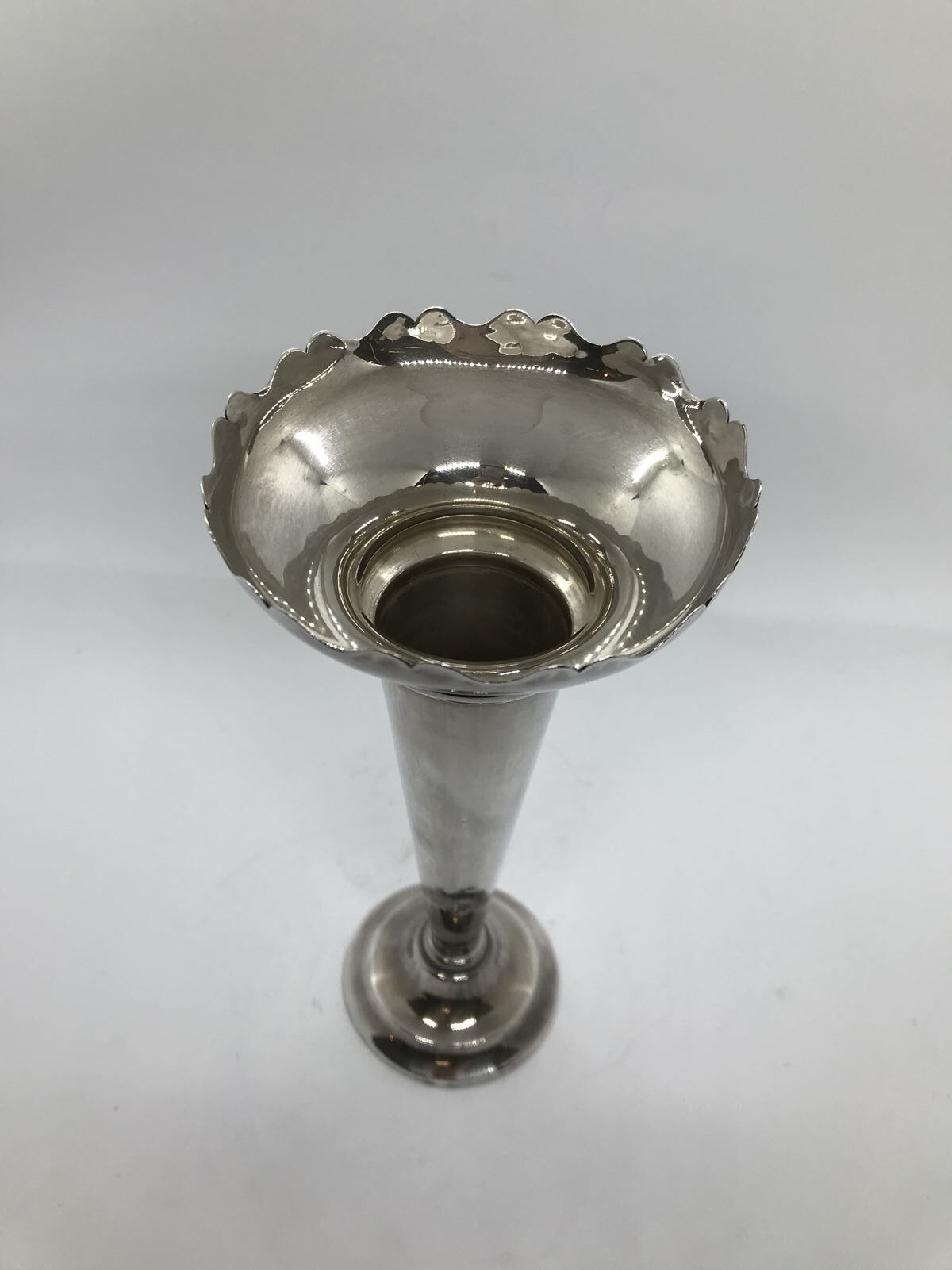 English silver metal vase