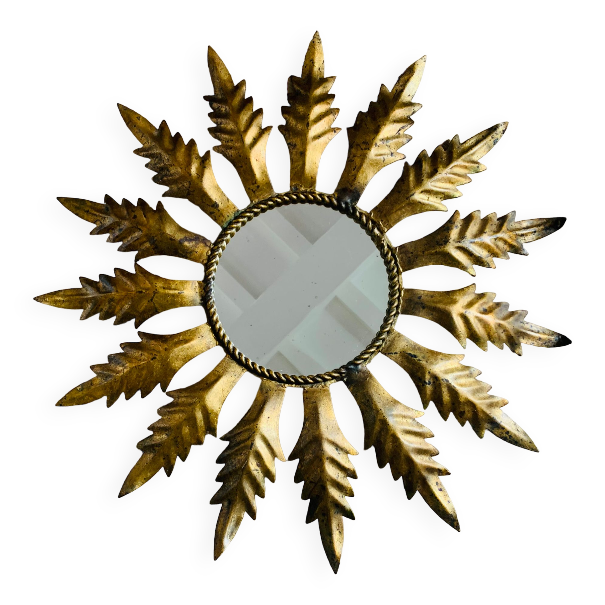 Golden metal sun mirror