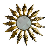 Miroir soleil métal doré