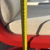 Set of 4 vintage 1970s swivel chairs in red and beige.