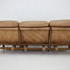 1970s Brutalist Dutch Oak and Leather 3 Seater Sofa