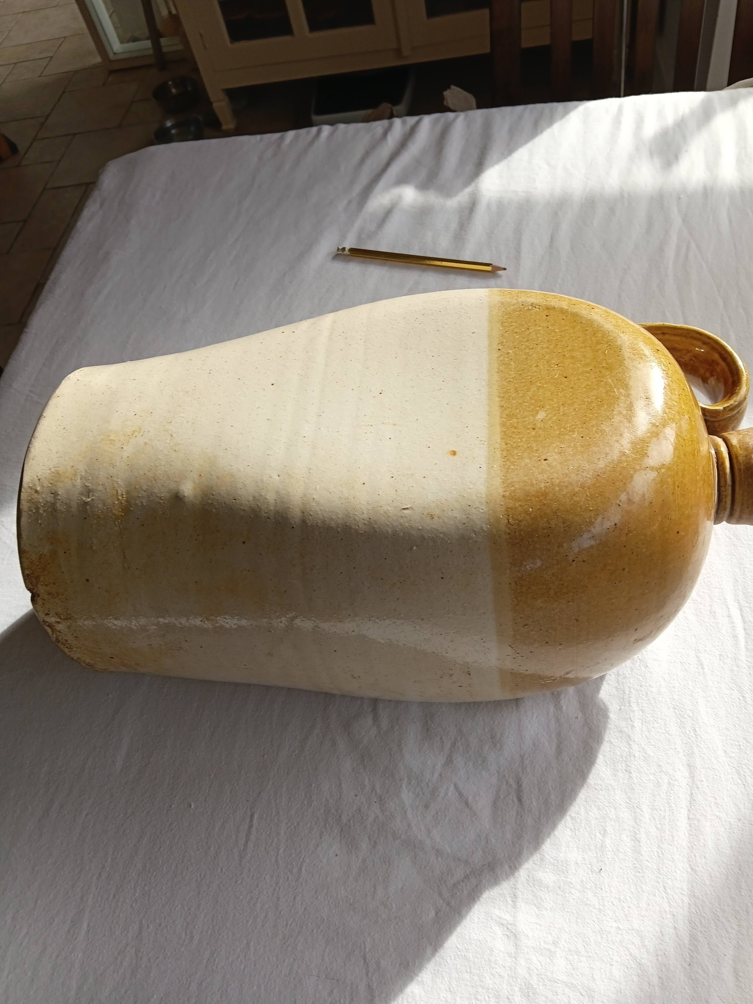 Flacon à whisky en grès de Bristol, à côtés plats, 2 gallons, victorien (vers 1900)