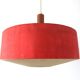 Red fabric ceiling light with textured plexiglass shade by Temde, 1960s, Germany.