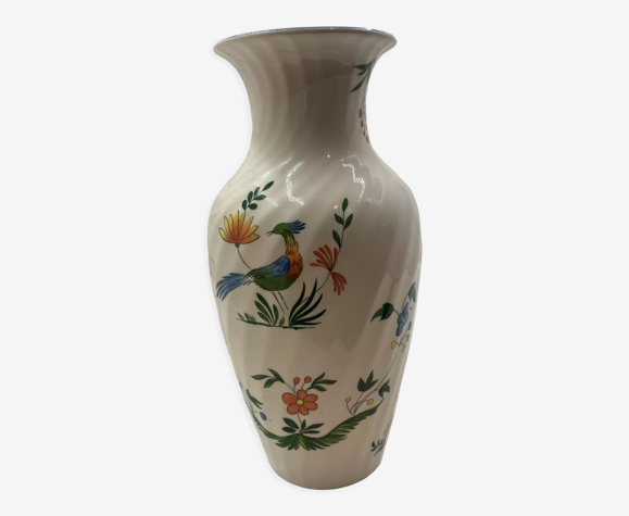 Faience vase of Gien motif birds of paradise | Selency