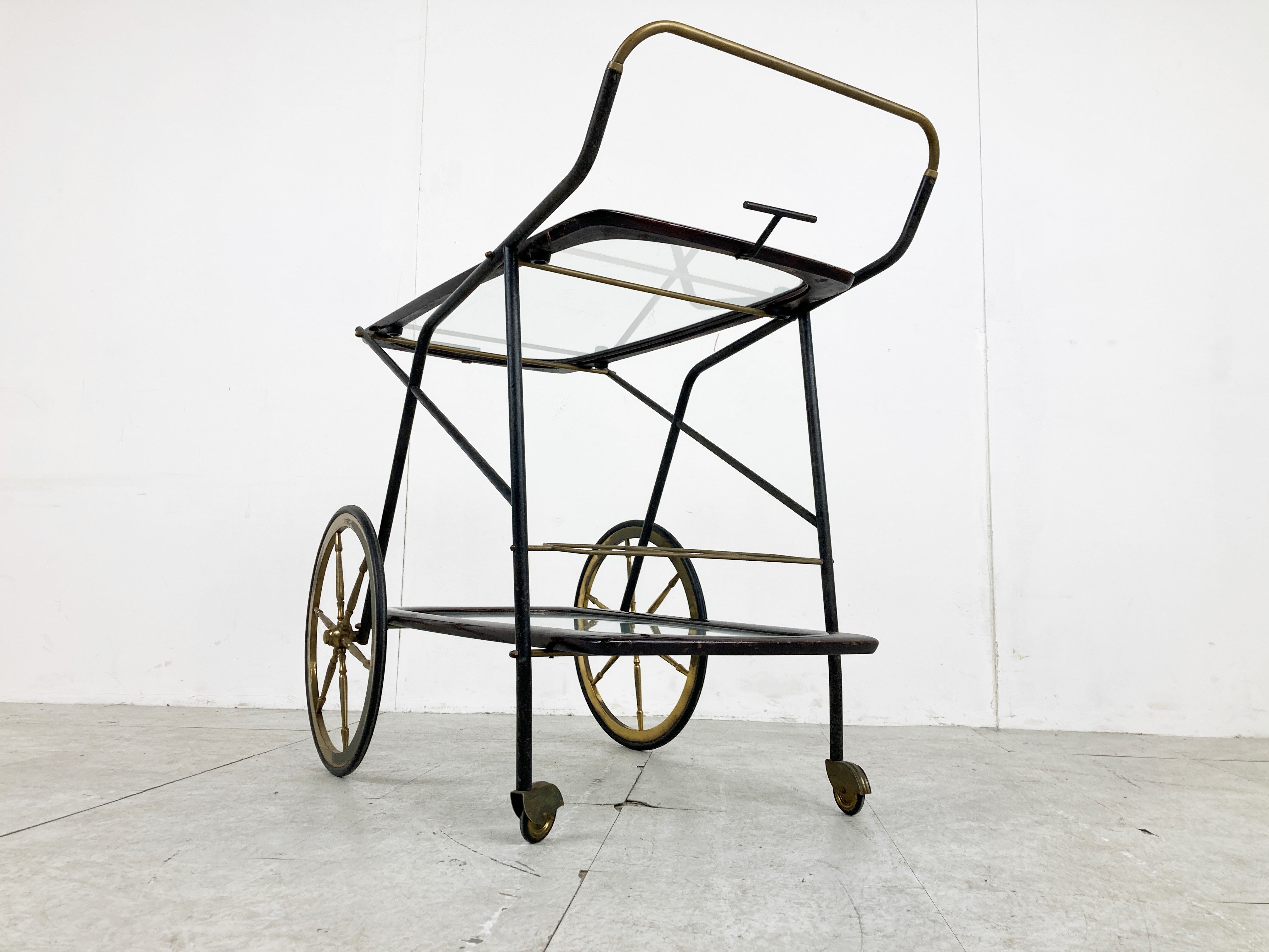 Vintage Italian serving trolley by Cesare Lacca, 1950s