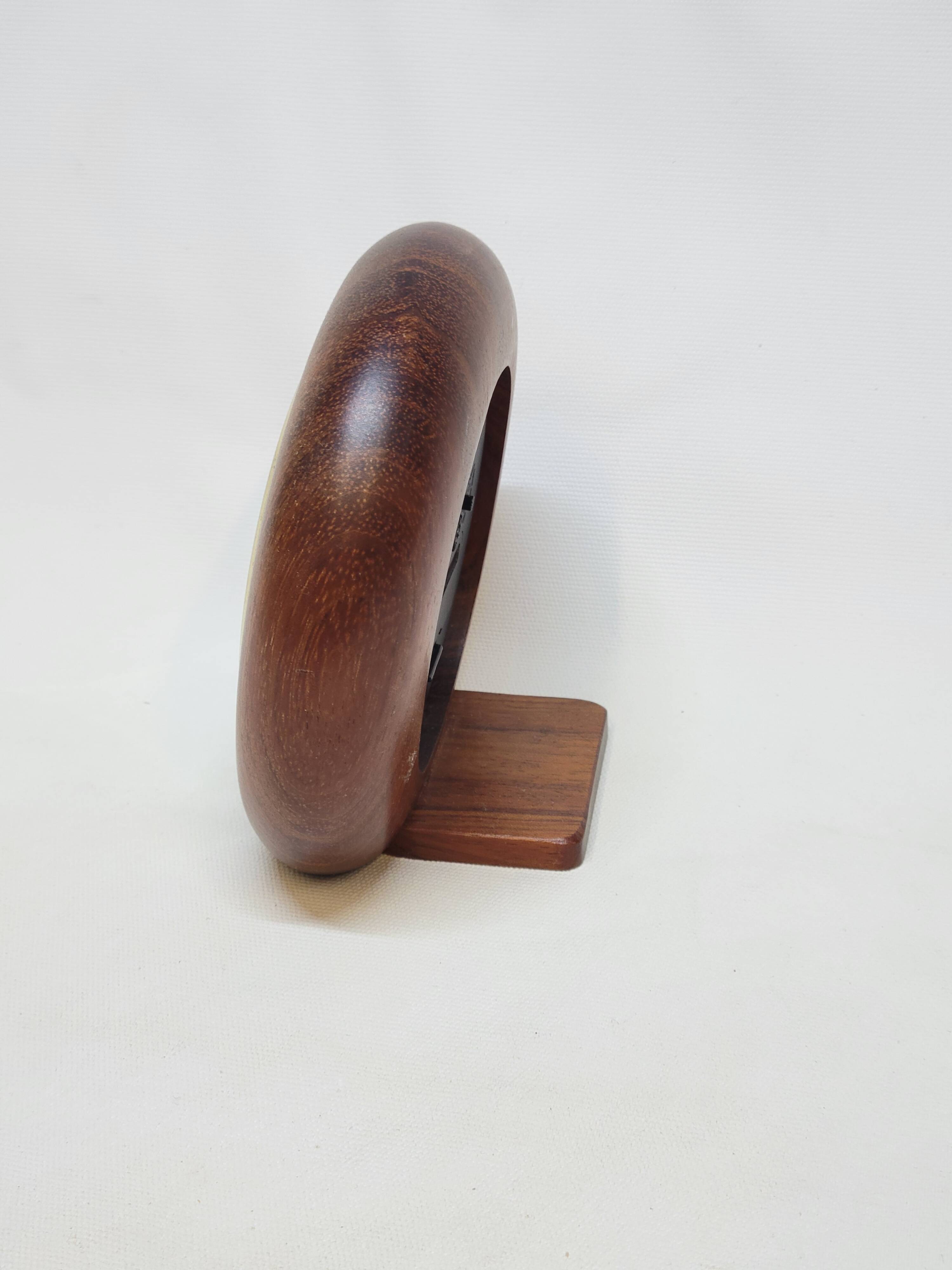 Jaz Quartz Alarm Clock In Wood And Gold Dial