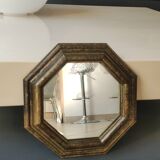 Octagonal Tuscan Wall Mirror. Art Deco. Iridescent wood/brass frame.