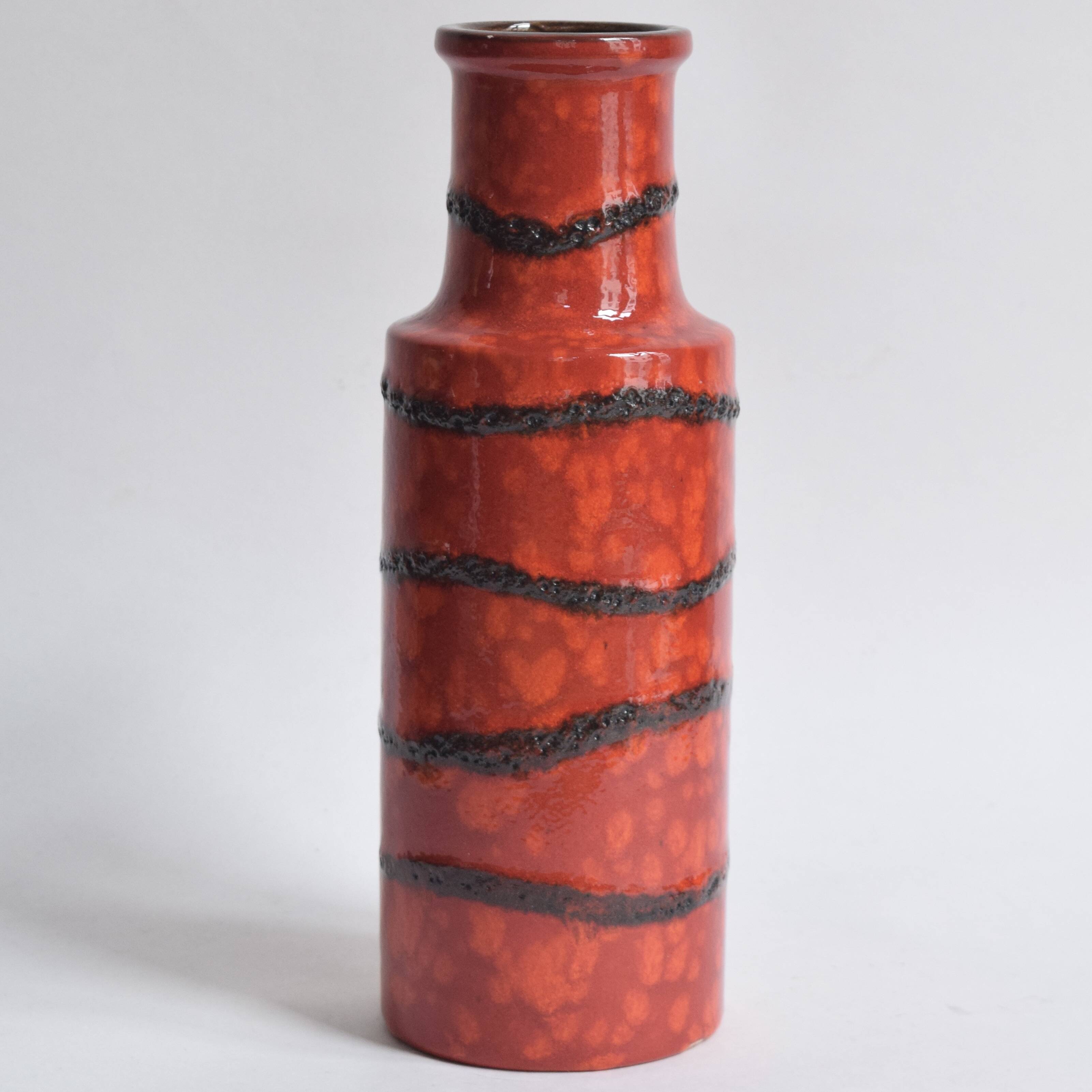Scheurich Keramik vase red Fat Lava - West Germany 401 28