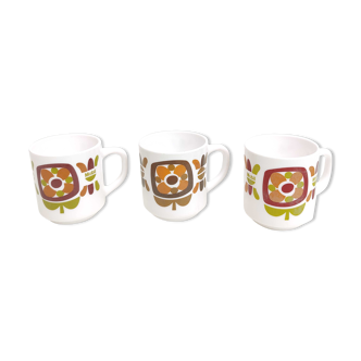 Ensemble de 3 tasses mugs Mobil vintage