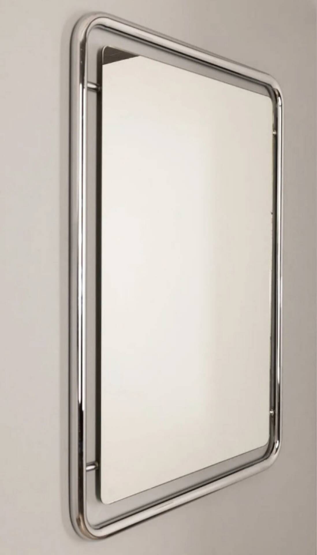 Italian space age wall mirror from the 60s/70s – tubular chrome –