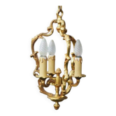 French Bronze Birdcage Chandelier: Louis XV Style 3-Branch Light