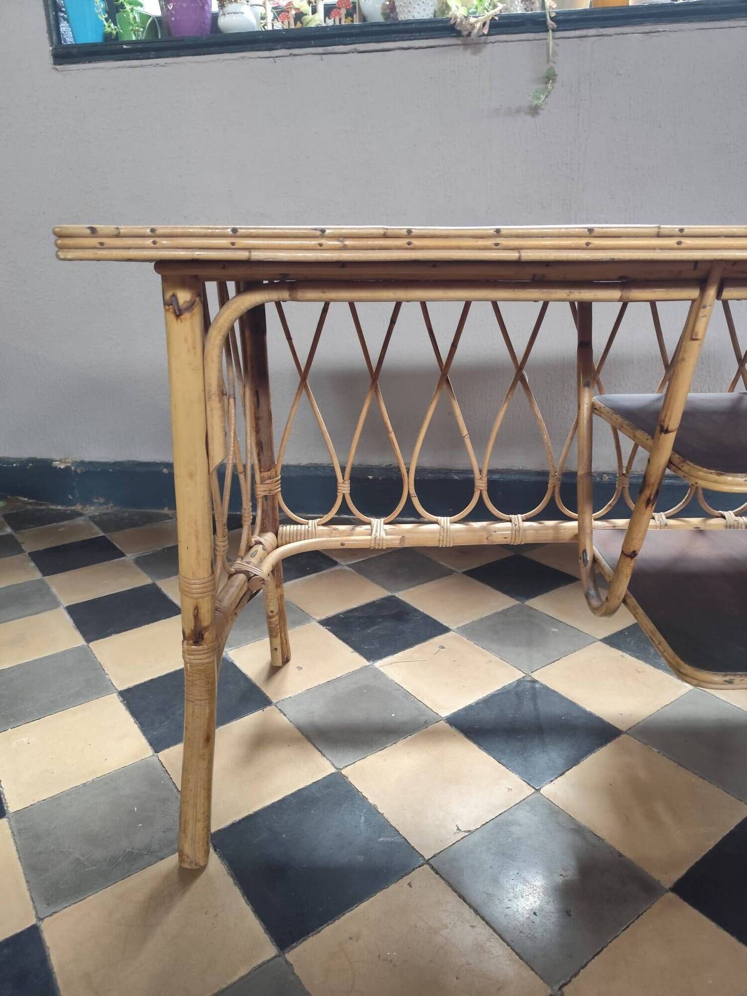 Rattan desk, 1950