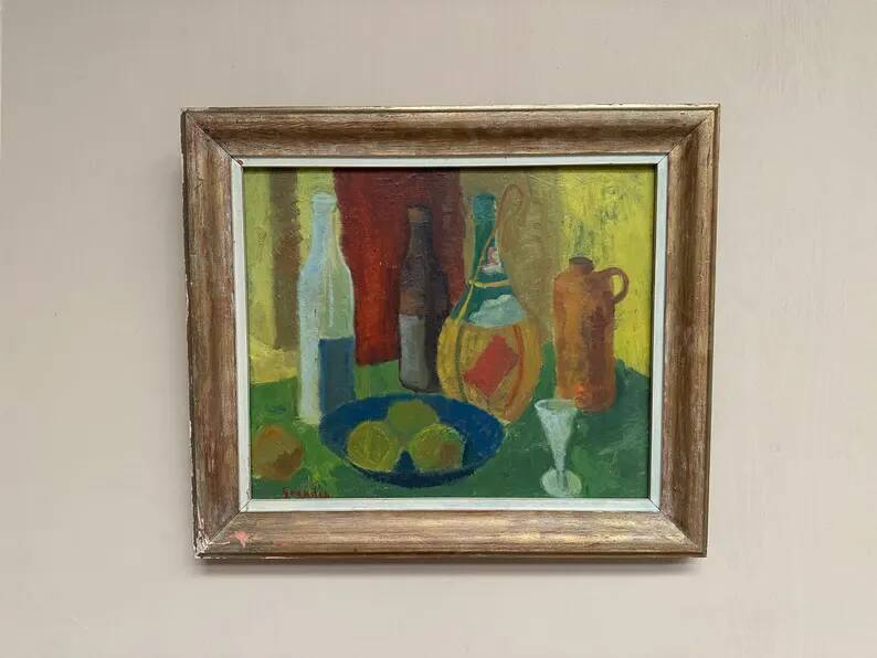 Original Swedish Oil on Panel – “Nature Morte” by Svän Grandin – Signed – Vintage & Framed