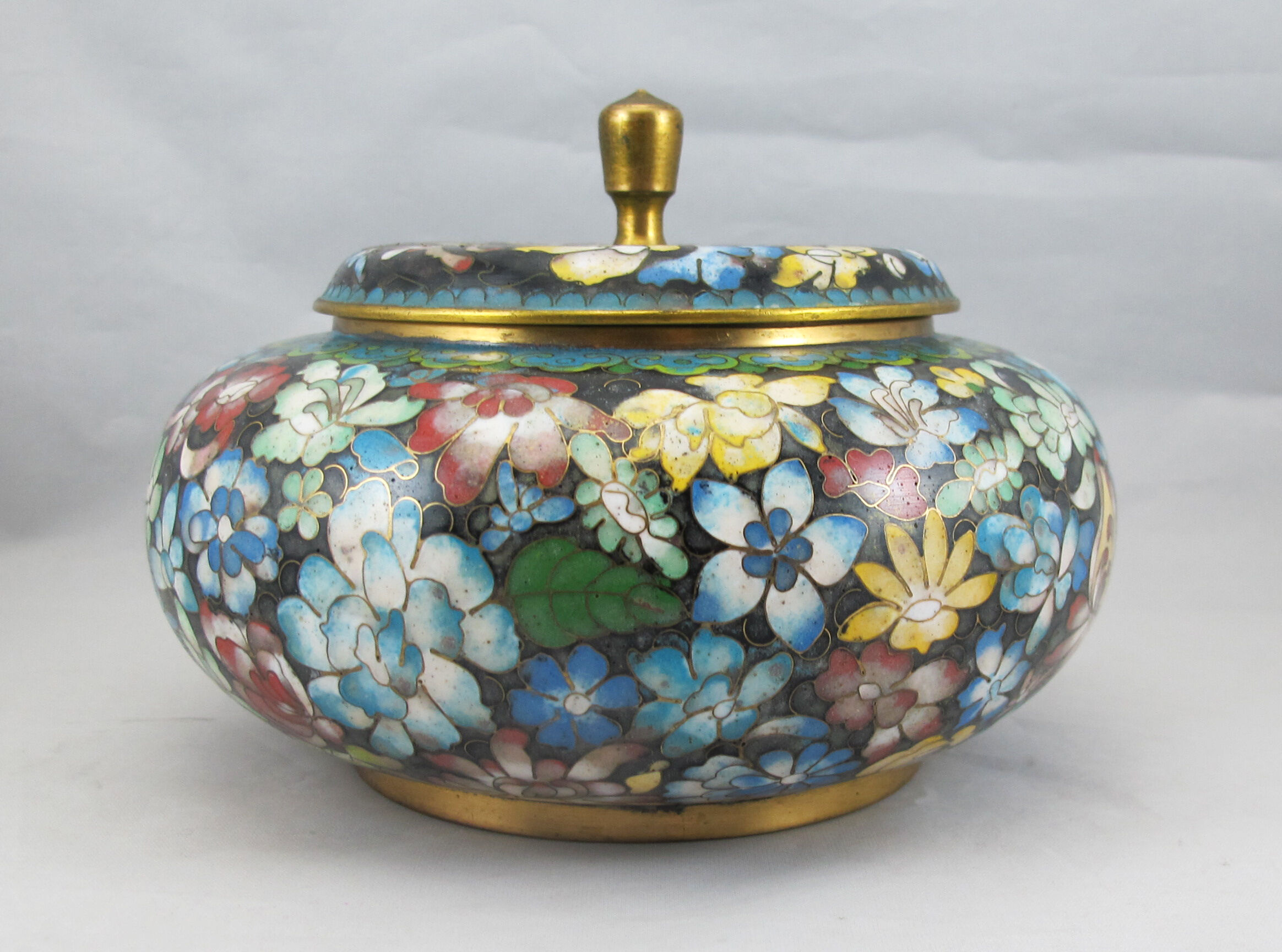 Pot couvercle en bronze émail cloisonne Chinois Chine