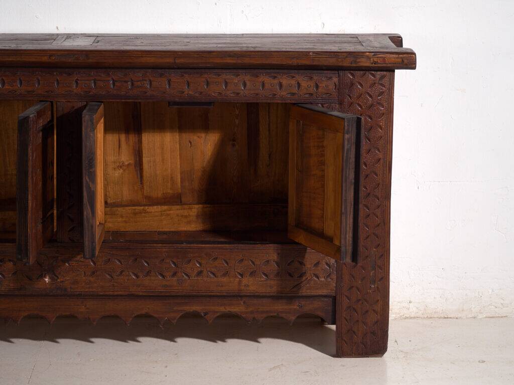 Antique carved pine wood buffet – Xinjiang, circa 1900