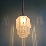 Art Deco Skyscraper suspension in frosted glass, 1930s