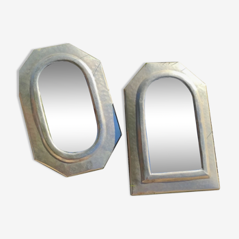 Duo de miroirs en métal argenté