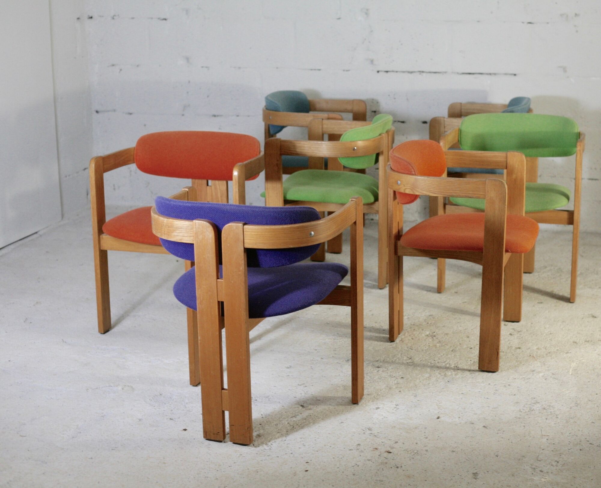 7 Chairs Pigreco by Tobia Scarpa, Gavina Edition, Italy, 50s