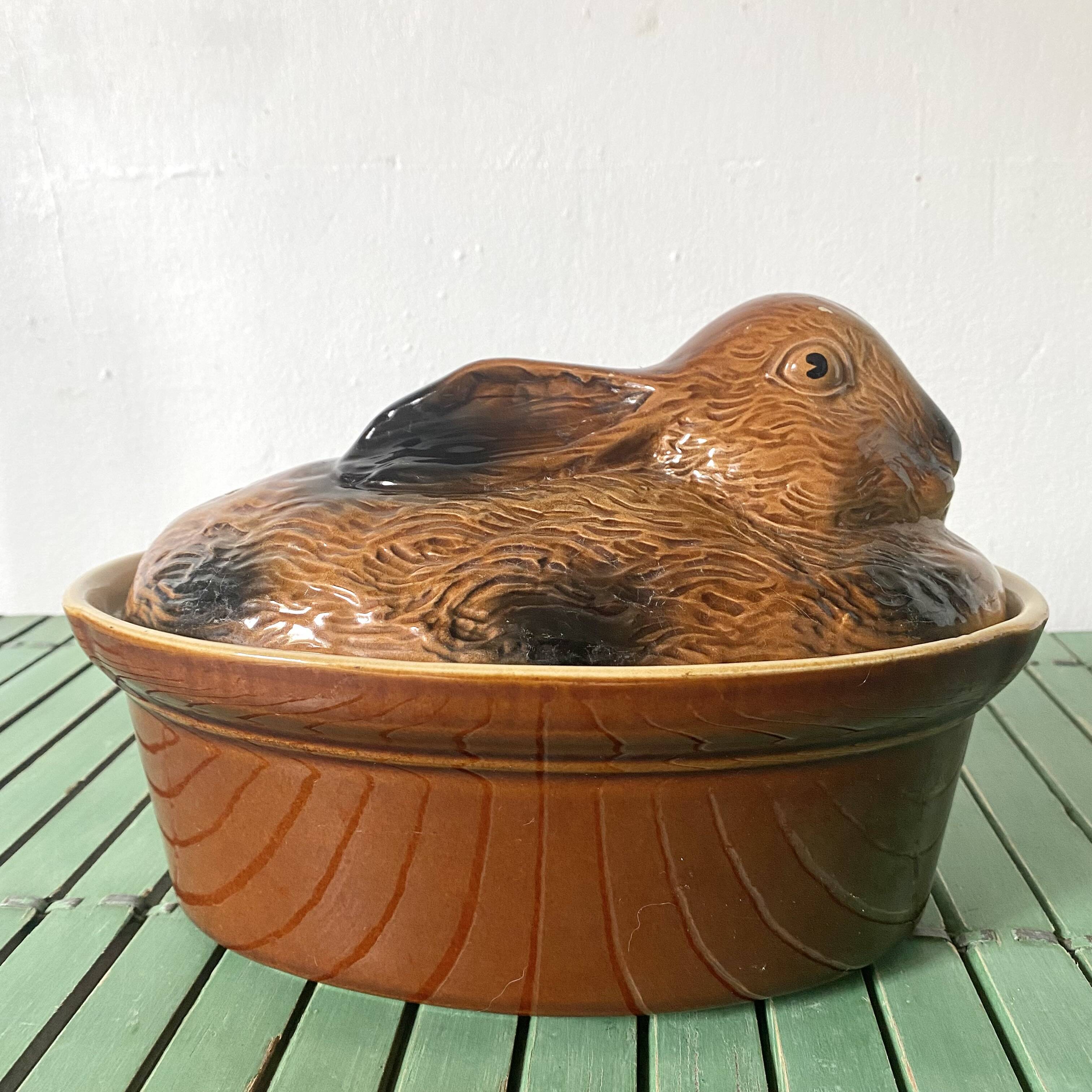 Ceramic rabbit, slip terrine