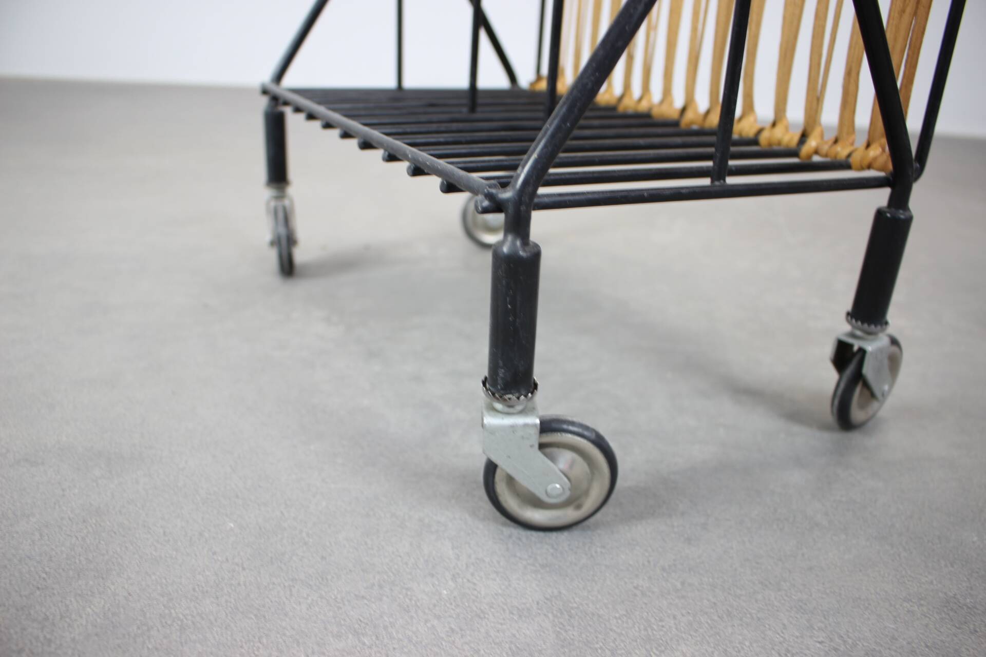 Mid-century Rolling Magazine Rack Cart, 1970s, Czechoslovakia