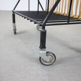 Mid-century Rolling Magazine Rack Cart, 1970s, Czechoslovakia